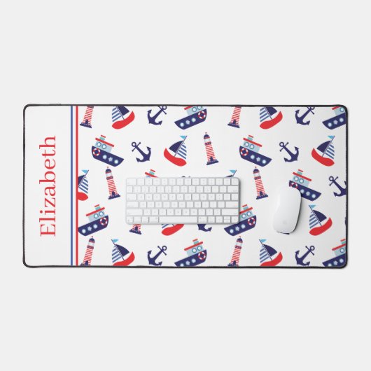 Preppy Nautical Sailboats Personalized Bureaumat (Keyboard & Muis)
