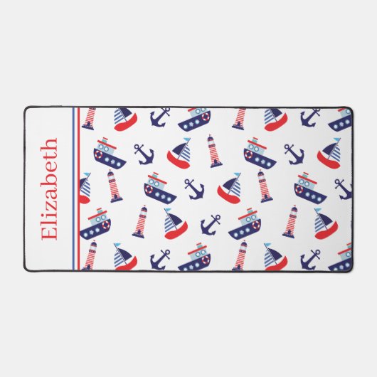 Preppy Nautical Sailboats Personalized Bureaumat (Voorkant)