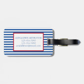 Preppy Nautical Stripes and Anchor Personalized Bagagelabel (Achterkant horizontaal)