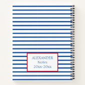 Preppy Nautical Stripes and Anchor Personalized Notitieboek (Achterkant)