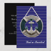 Preppy Nautical Stripes lifesaver strand Anchor Kaart (Voorkant / Achterkant)