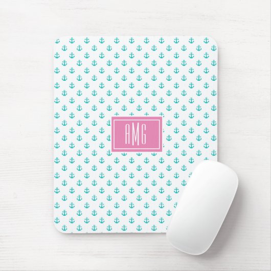 Preppy Nautical Triple Monogram Muismat (Met muis)