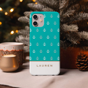 Preppy nautisch blauw en wit monogram Case-Mate iPhone case