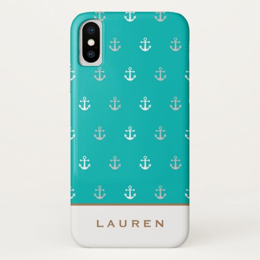 Preppy nautisch blauw en wit monogram Case-Mate iPhone case (Achterkant)