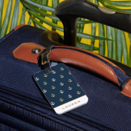 Preppy nautisch monogram Bagagelabel