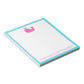 Preppy Nautisch Roze en Aqua Whale Gepersonaliseer Notitieblok (Schuin)