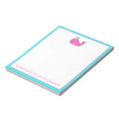Preppy Nautisch Roze en Aqua Whale Gepersonaliseer Notitieblok (Linkerzijde)