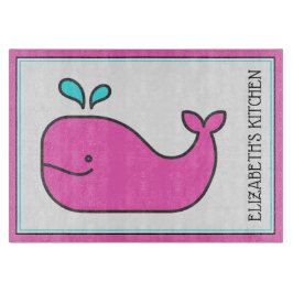 Preppy Nautisch Roze en Aqua Whale Gepersonaliseer Snijplank