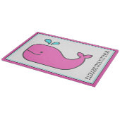Preppy Nautisch Roze en Aqua Whale Gepersonaliseer Snijplank (Hoek)
