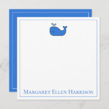 Preppy nautische blauwe en witte walvis gepersonal