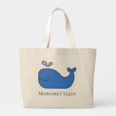 Preppy nautische blauwe walvis gepersonaliseerd grote tote bag (Achterkant)