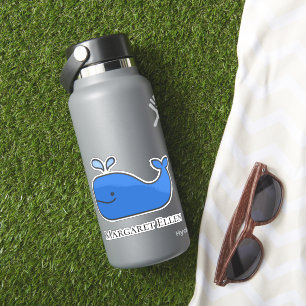 Preppy nautische blauwe walvis gepersonaliseerd sticker