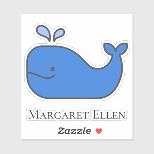 Preppy nautische blauwe walvis gepersonaliseerd sticker (Vel)