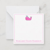 Preppy nautische roze en witte walvis gepersonalis notitiekaartje (Voorkant)