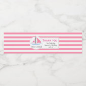 Preppy nautische roze zeil weg verjaardag dank u waterfles etiket (Enkel label)