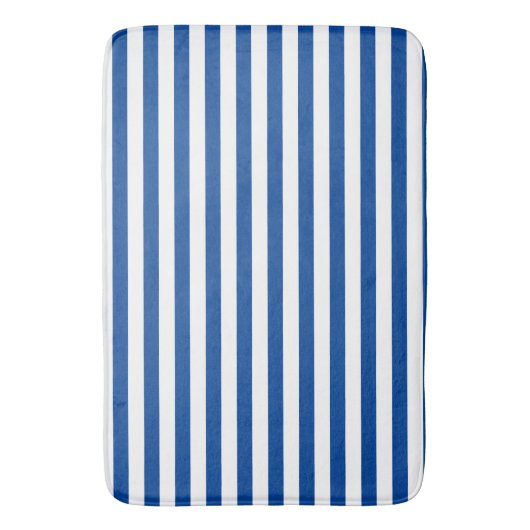 Preppy Navy and White Stripes Geometric Pattern S Badmat (Voorkant Verticaal)