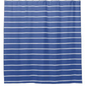 Preppy Navy and White Stripes Geometric Pattern S Douchegordijn (Voorkant)