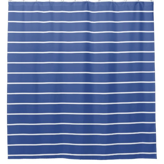 Preppy Navy and White Stripes Geometric Pattern S Douchegordijn (Voorkant)