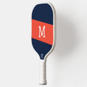 Preppy Navy Blau Rode Gestreepte Monogram Eerste L Pickleball Paddle (Links)