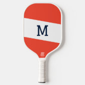 Preppy Navy Blau Rode Gestreepte Monogram Eerste L Pickleball Paddle (Achterkant)