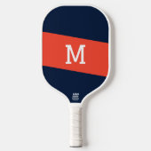 Preppy Navy Blau Rode Gestreepte Monogram Eerste L Pickleball Paddle (Voorkant)