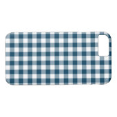 Preppy Navy Blauw en Wit Gingham gecontroleerd Case-Mate iPhone Case (Achterkant (Horizontaal))