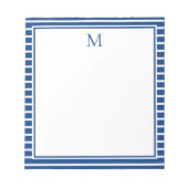 Preppy Navy blauw en wit streep monogram Notitieblok (Voorkant)