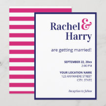 Preppy Navy Blauwe Rand & Hot Roze Strepen Trouwen