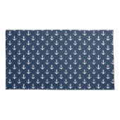 Preppy Navy Blue Anchors Pattern Kussensloop (Achterkant)