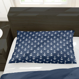 Preppy Navy Blue Anchors Pattern Kussensloop