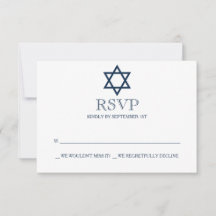 Preppy Navy Blue Bar Mitzvah RSVP-kaart