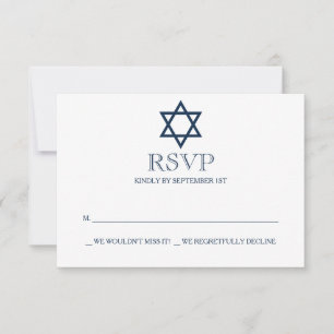 Preppy Navy Blue Bar Mitzvah RSVP-kaart RSVP Kaartje