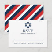 Preppy Navy Blue Bar Mitzvah RSVP-kaart RSVP Kaartje (Voorkant / Achterkant)