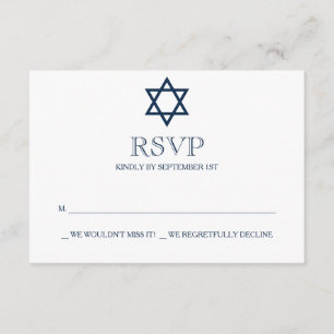 Preppy Navy Blue Bar Mitzvah RSVP-kaart RSVP Kaartje