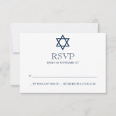 Preppy Navy Blue Bar Mitzvah RSVP-kaart RSVP Kaartje (Voorkant)