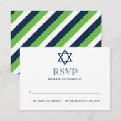 Preppy Navy Blue Bar Mitzvah RSVP-kaart RSVP Kaartje (Voorkant / Achterkant)