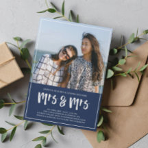 Preppy Navy Blue Mrs Brush Script Wedding