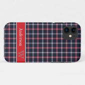 Preppy Navy Blue & Red plaid Patroon iPhone 5 hoes (Achterkant (horizontaal))