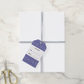 Preppy Navy Blue White - Grieks sleutelpatroon Cadeaulabel (Met Touw)