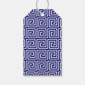 Preppy Navy Blue White - Grieks sleutelpatroon Cadeaulabel (Achterkant)