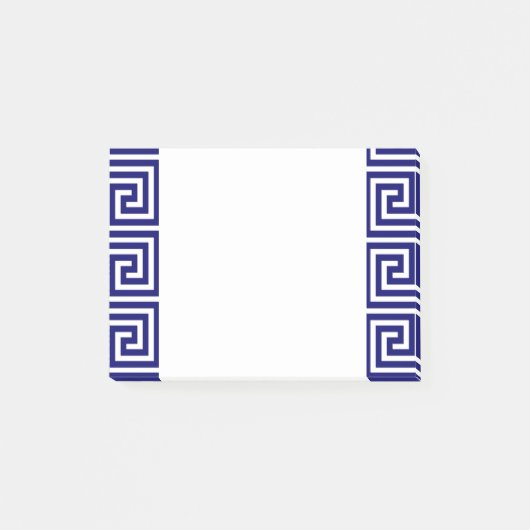 Preppy Navy Blue White - Grieks sleutelpatroon Post-it® Notes (Voorkant)