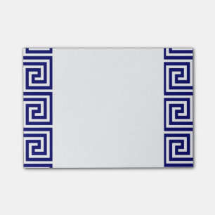 Preppy Navy Blue White - Grieks sleutelpatroon Post-it® Notes