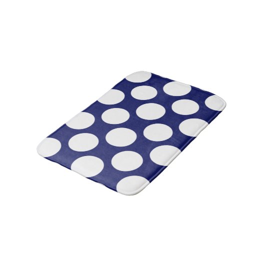 Preppy Navy Blue White Polka Dots Pattern Badmat (Gekanteld)