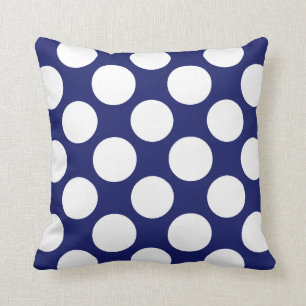 Preppy Navy Blue White Polka Dots Pattern Kussen