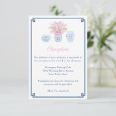 Preppy Navy & Blush Ginger Jar Bruiloft Receptie Informatiekaartje (Staand voorkant)