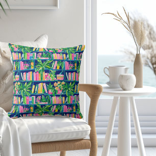 Preppy Navy boekenkast Tropisch Kussen