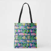 Preppy Navy boekenkast Tropisch Tote Bag (Voorkant)