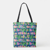 Preppy Navy boekenkast Tropisch Tote Bag (Achterkant)