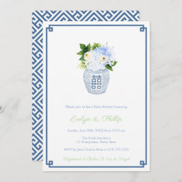 Preppy Navy & Chartreuse Boy Baby shower Party Kaart