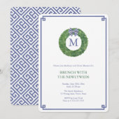 Preppy Navy en Groene Passen getrouwd Brunch Party Kaart (Voorkant / Achterkant)